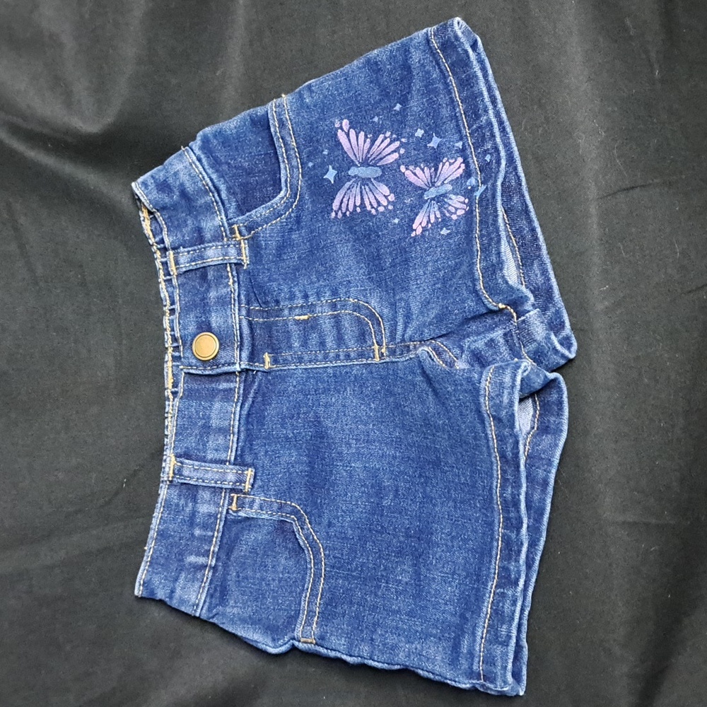 Garanimals Denim Shorts with Hand Painted Butterfly Accent 6/9 Mos